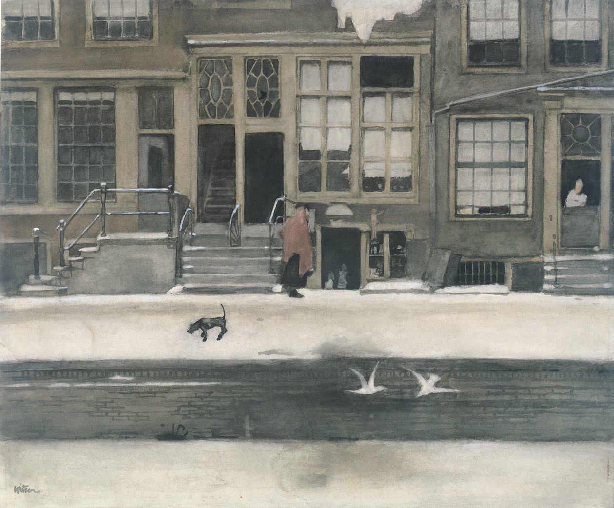 De Kromboomsloot te Amsterdam door Willem Witsen (signed by artist)
