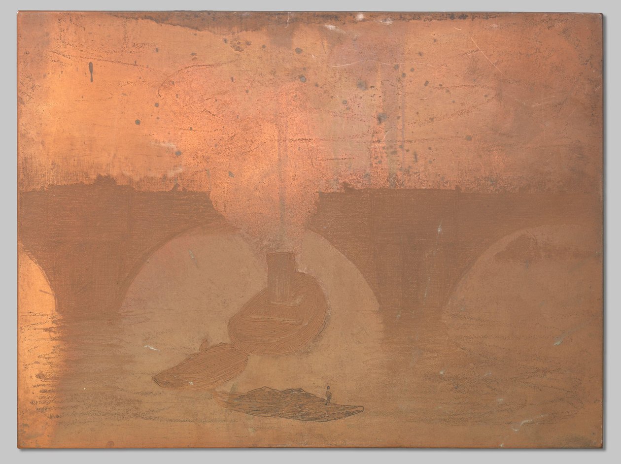 Sleepboot voor Waterloo Bridge in Londen door Willem Arnoldus Witsen