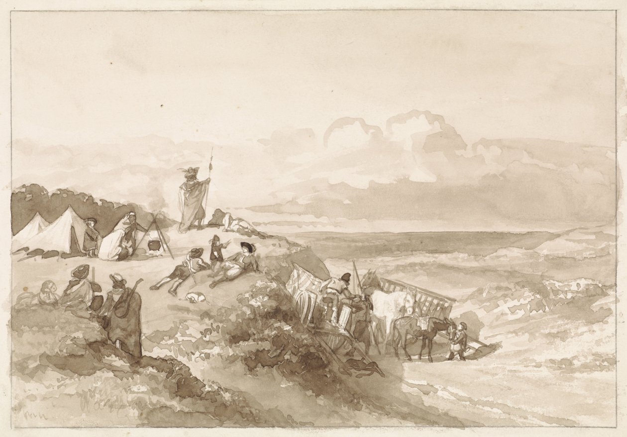 Bivak in heuvelig landschap door Willem de Famars Testas