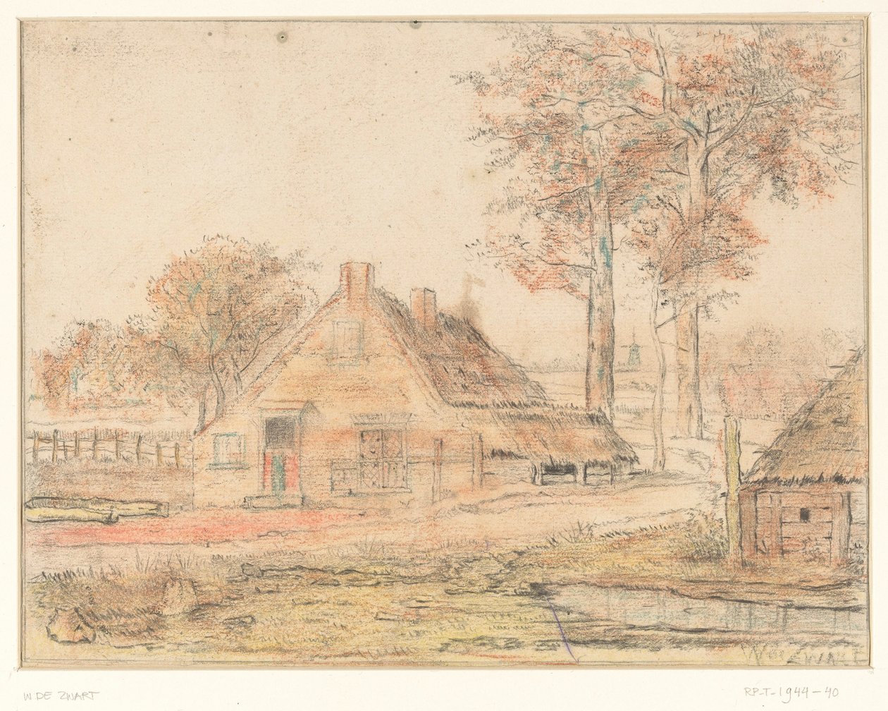 Boerderij in een landschap door Willem de Zwart