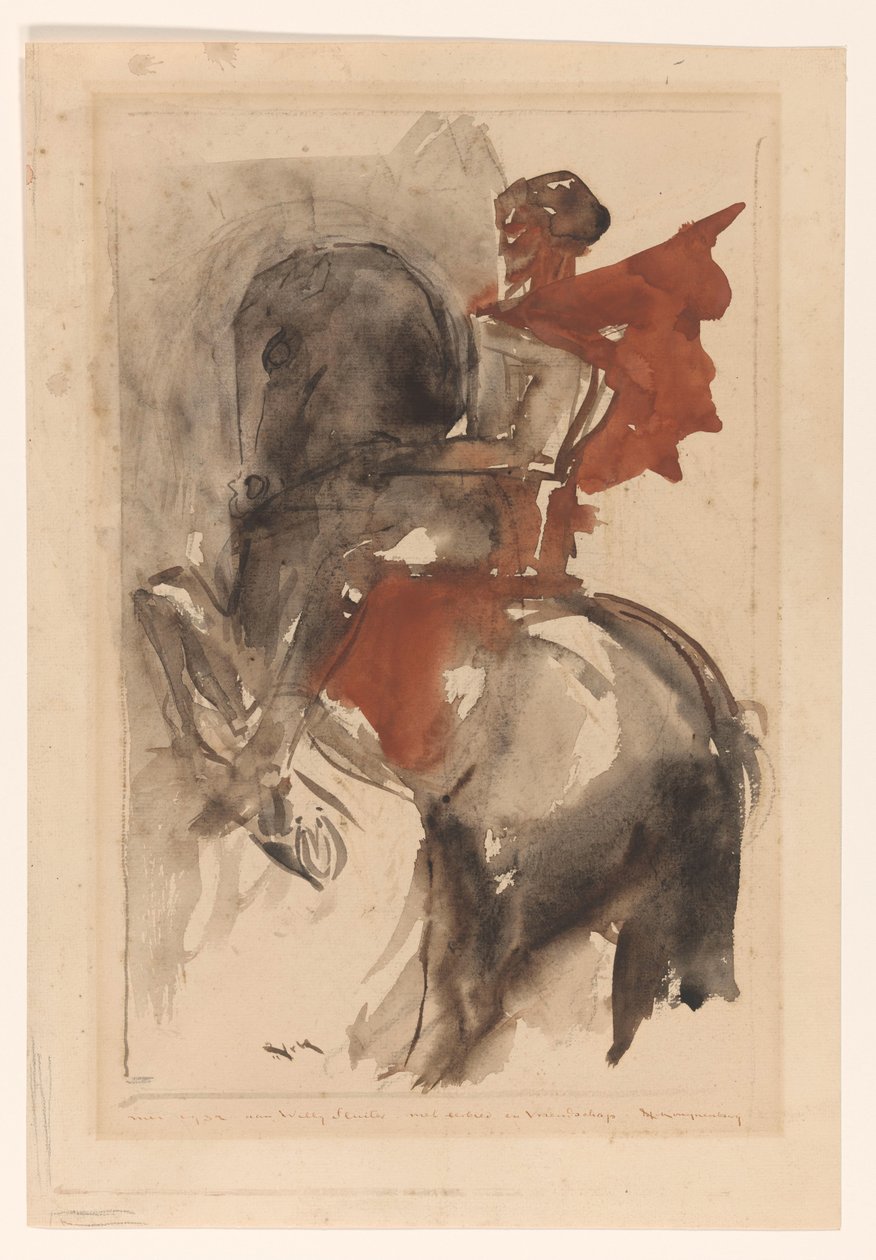 Ridder te paard door Willem van Konijnenburg (signed by artist)
