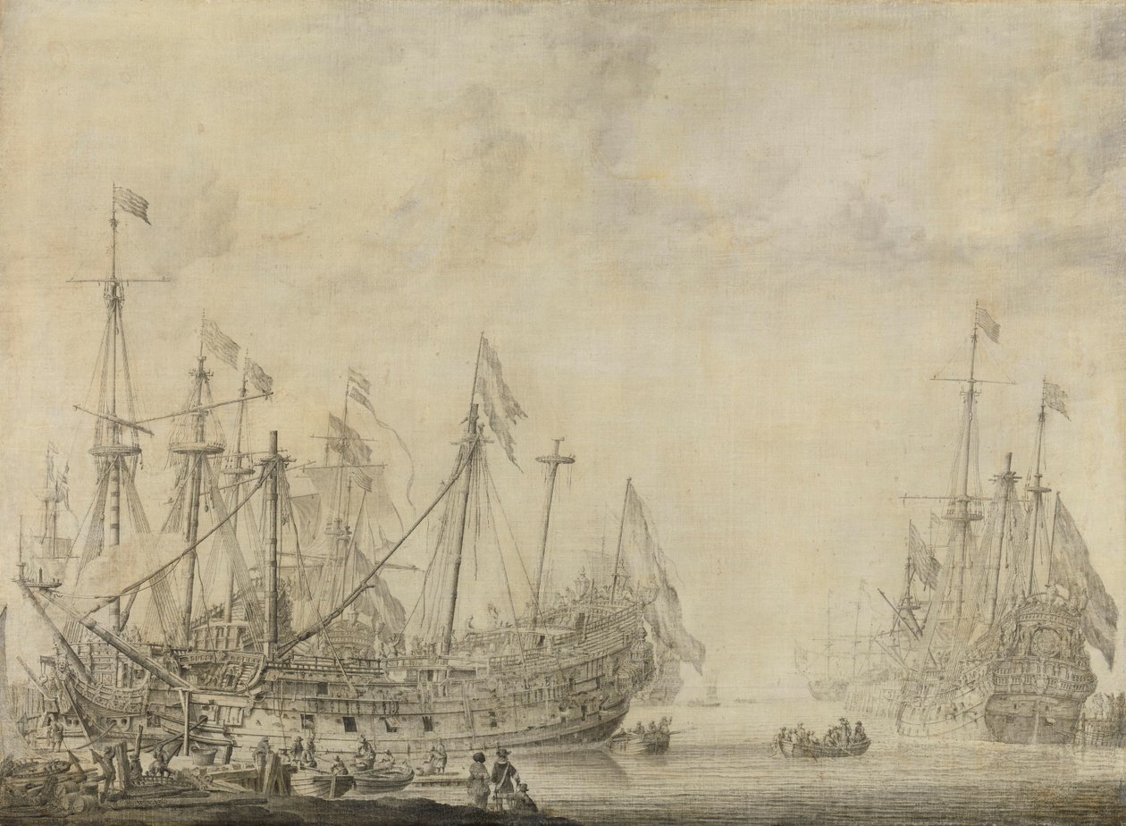 Schepen na de slag door Willem van de Velde (I)