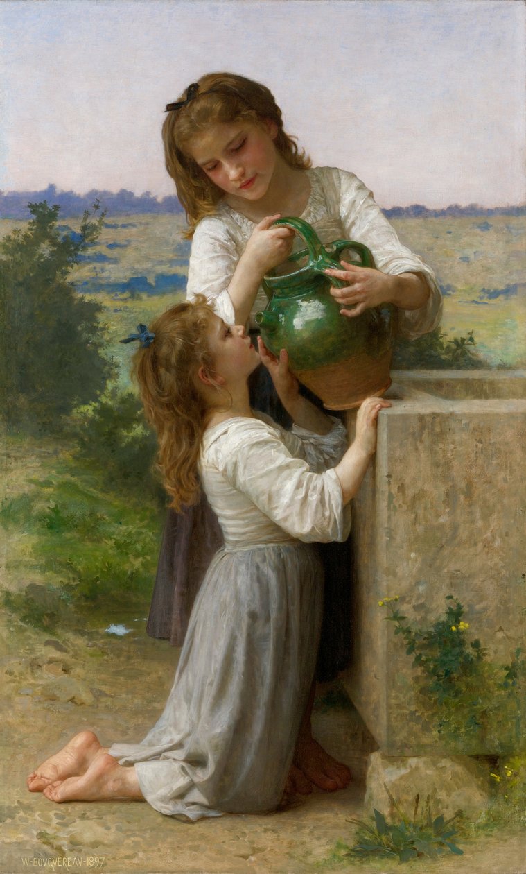 Bij de Fontein door William Adolphe Bouguereau