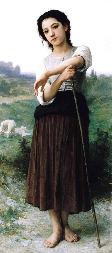 Jonge Herderin Staand door William Adolphe Bouguereau