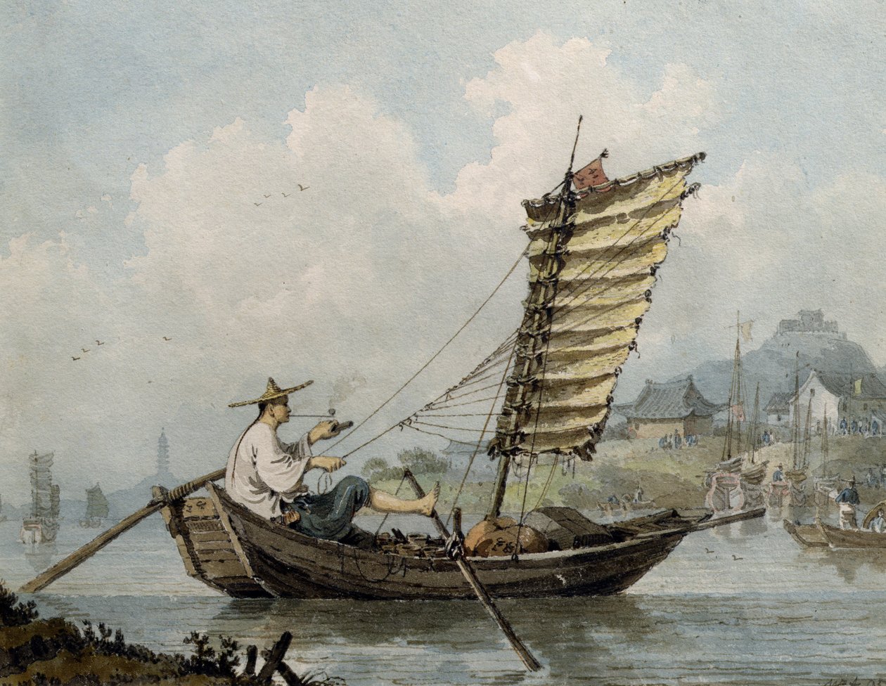 Chinese Zeeman Rookt in zijn Jonk, 1795 door William Alexander