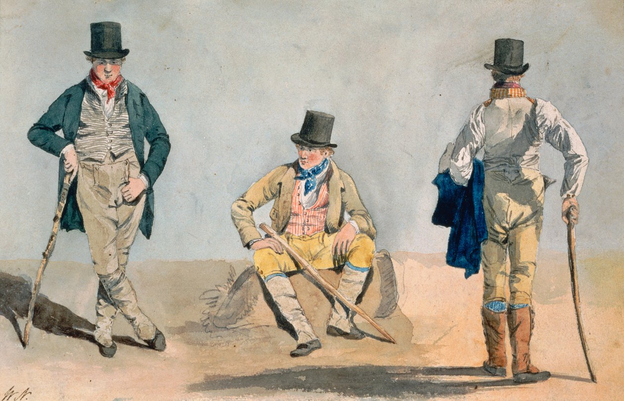 Een tri-portret van de architect Anthony Salvin (1799-1881) door William Andrews Nesfield