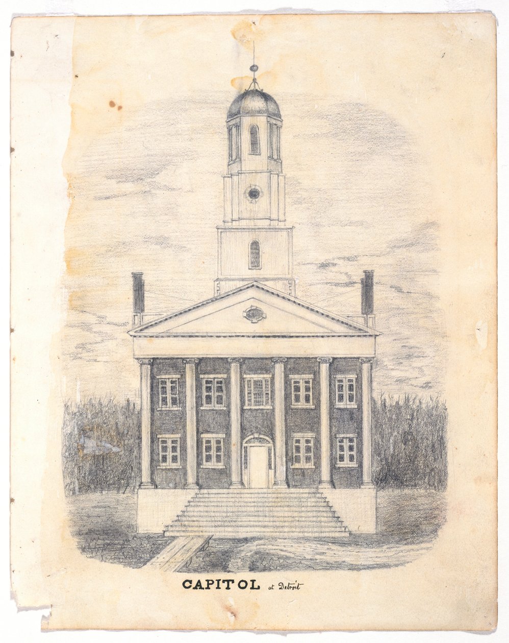 Capitool in Detroit in 1837, ca. 1837 door William Asa Raymond