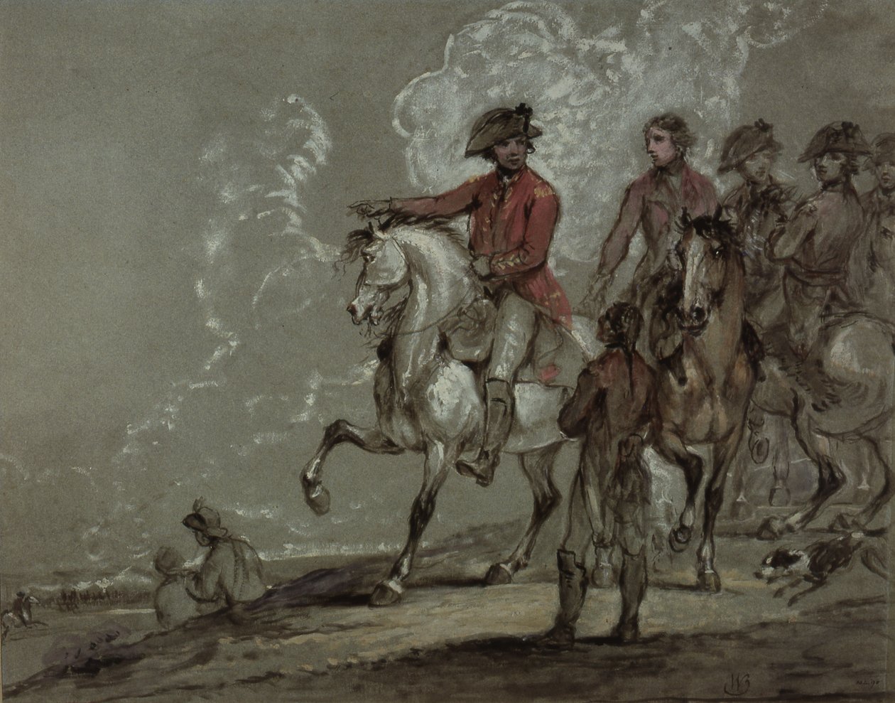 Koning George III, beoordeelt de 10e Dragoons door William Beechey