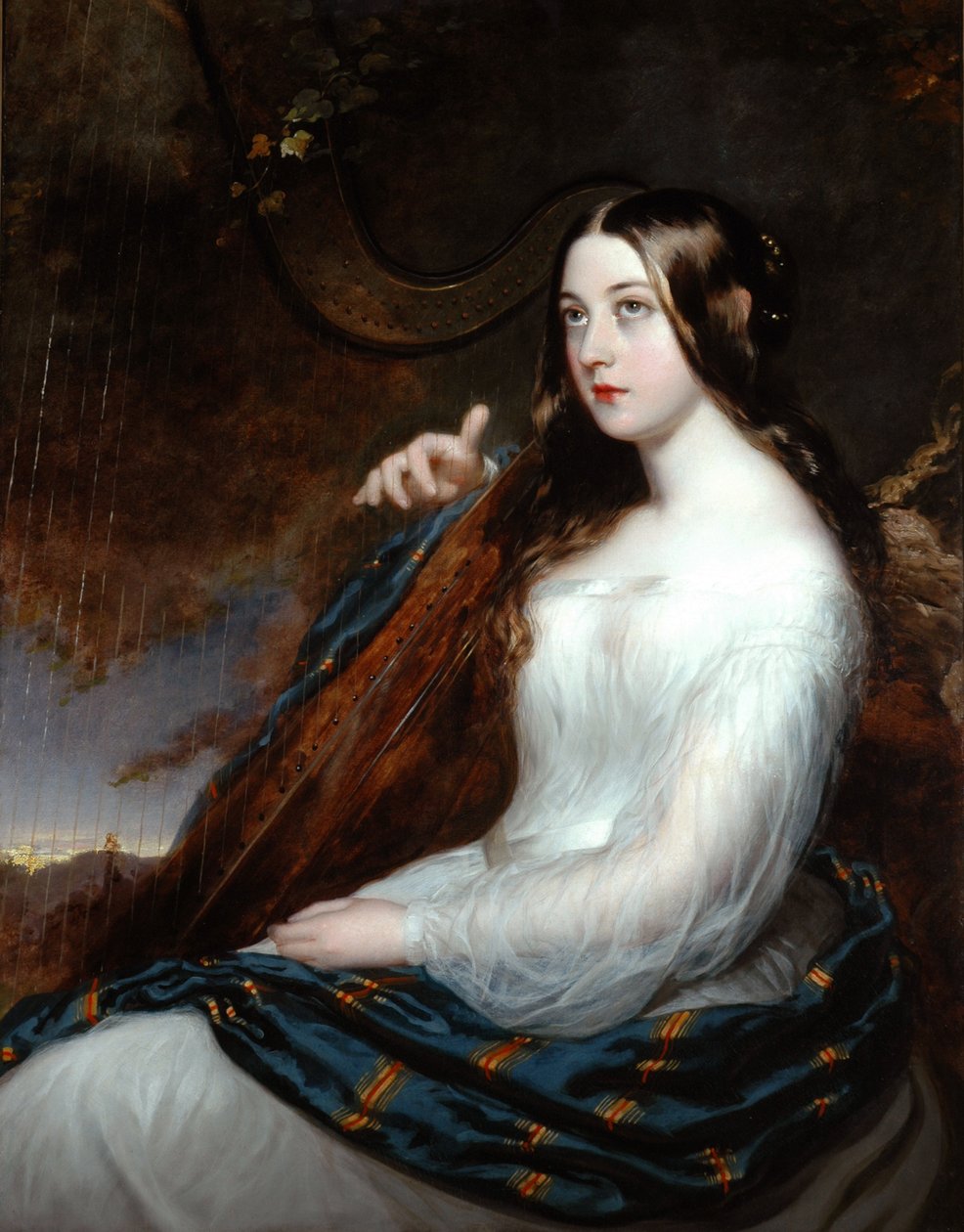 Sarah Curran speelt harp door William Beechey