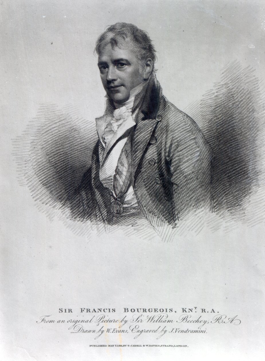 Sir Francis Bourgeois, naar een tekening van W. Evans, gegraveerd door J. Vendramini door William Beechey