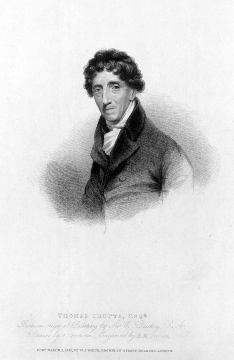 Thomas Coutts, Esq. getekend door A. Chisholm en gegraveerd door R.W. Sievier door William Beechey