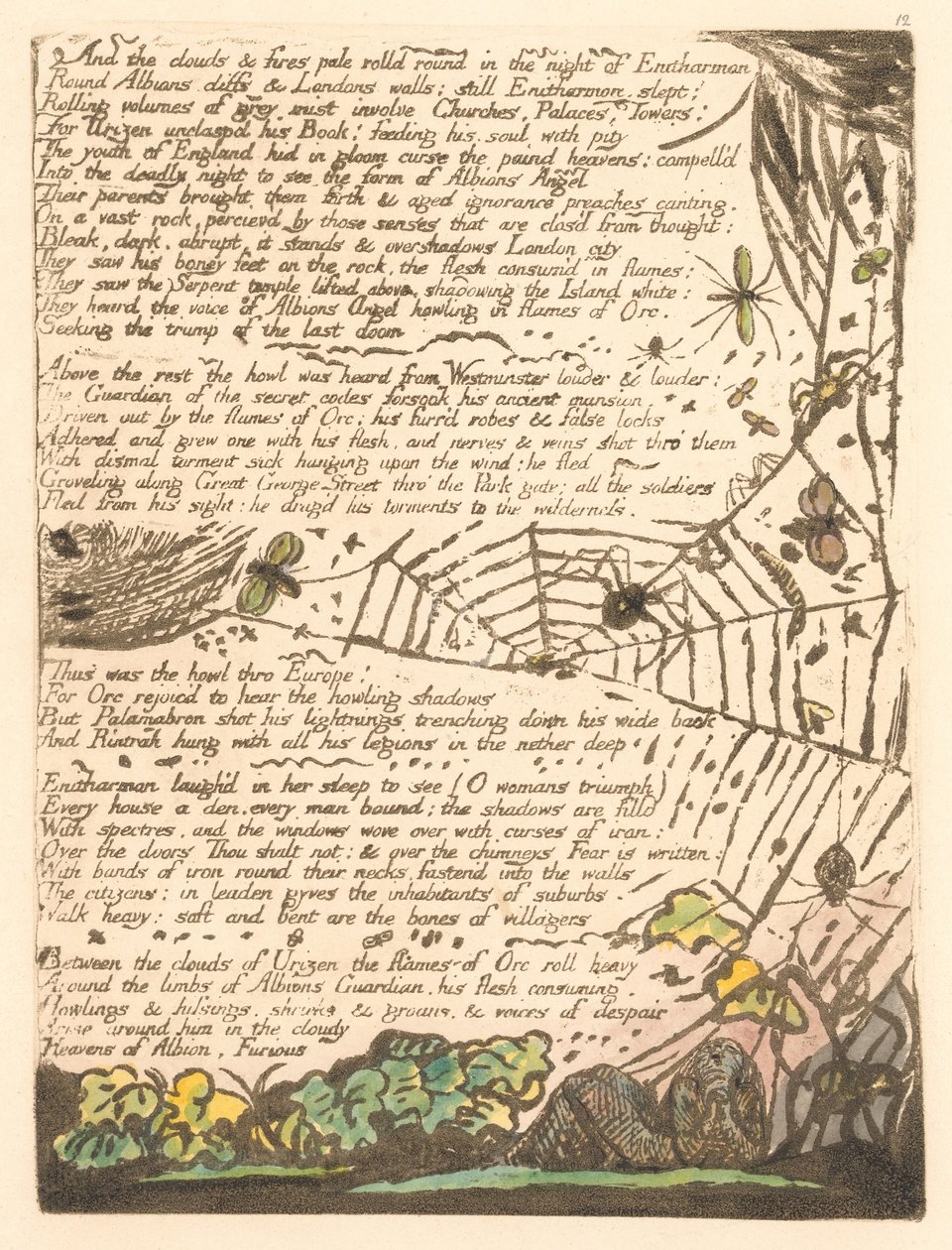 Europa. Een Profetie, Plaat 14, En de wolken en vuren... (Bentley 15) door William Blake