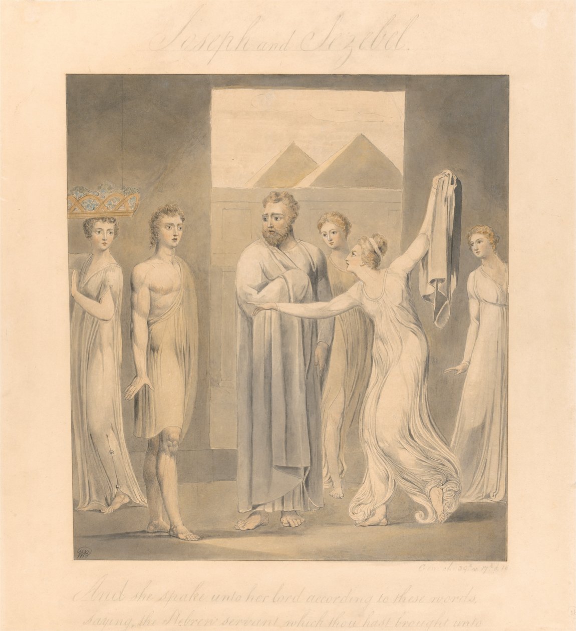 Jozef en de vrouw van Potifar door William Blake