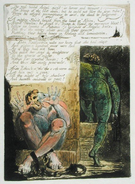 The red limbd Angel..., plaat 15 uit Europe. A Prophecy, 1794 door William Blake