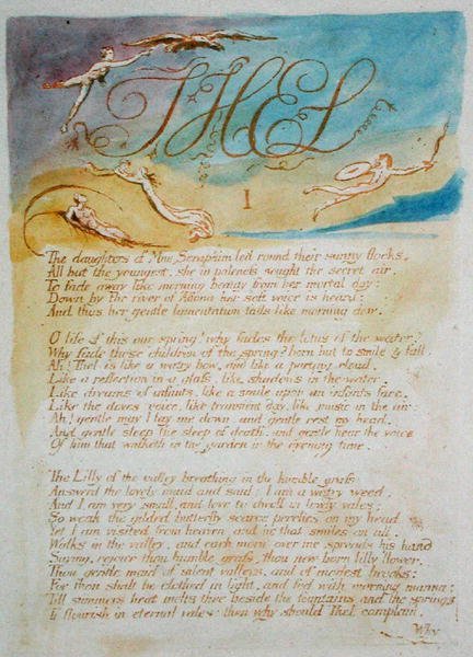 Thel I The Daughters of Mne Seraphim..., plaat 3 uit The Book of Thel, 1789 door William Blake
