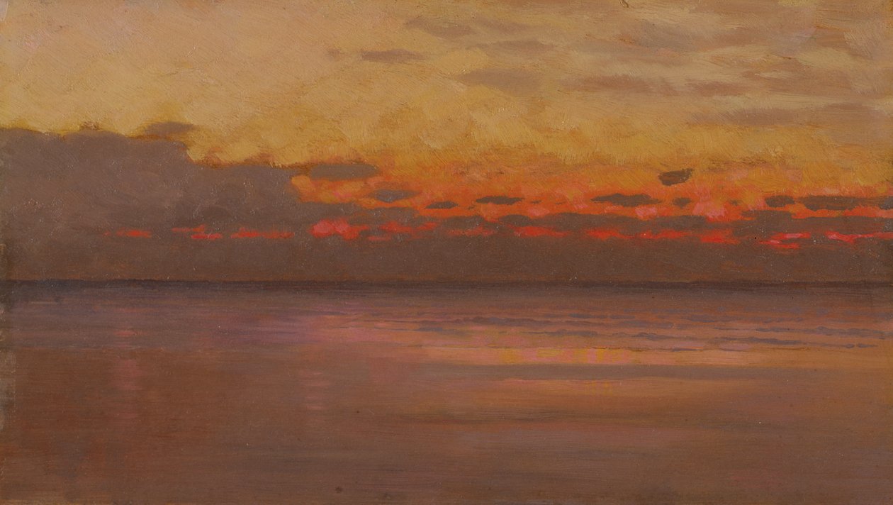 Zonsondergang boven de zee door William Morris