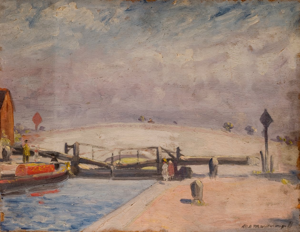 Kanaalscène, Welton Lock en Lodge, 1927 door William Brown MacDougall