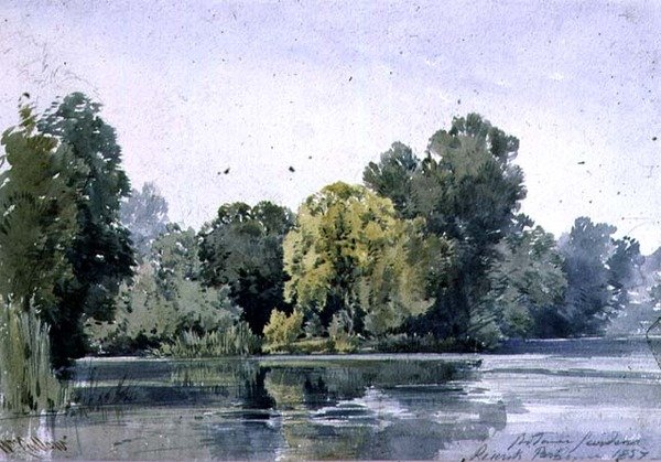 Uitzicht in de Botanische Tuinen, Regents Park door William Callow