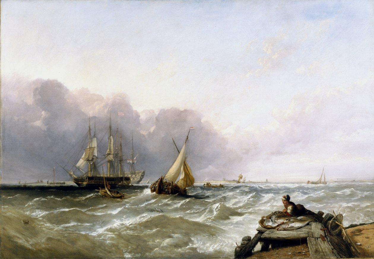 Schepen voor de Nederlandse kust, c.1830 door Clarkson Frederick Stanfield