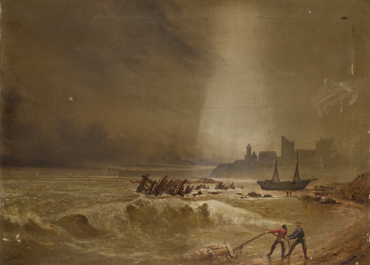 Zeegezicht bij Tynemouth, 1871 door William Connell