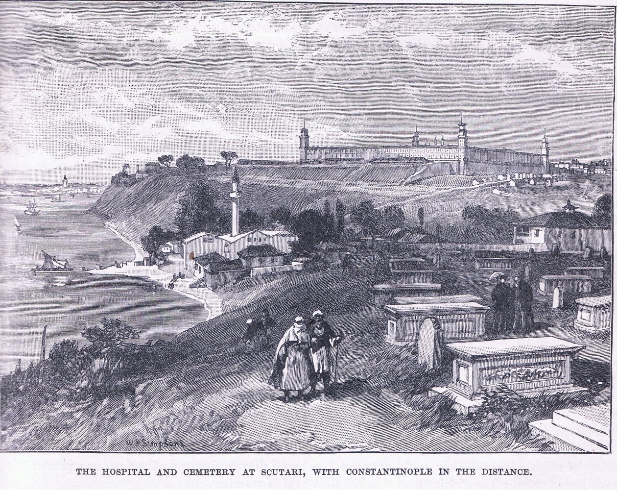 Het ziekenhuis en de begraafplaats bij Soutari, met Constantinopel in de verte door William Crimea Simpson