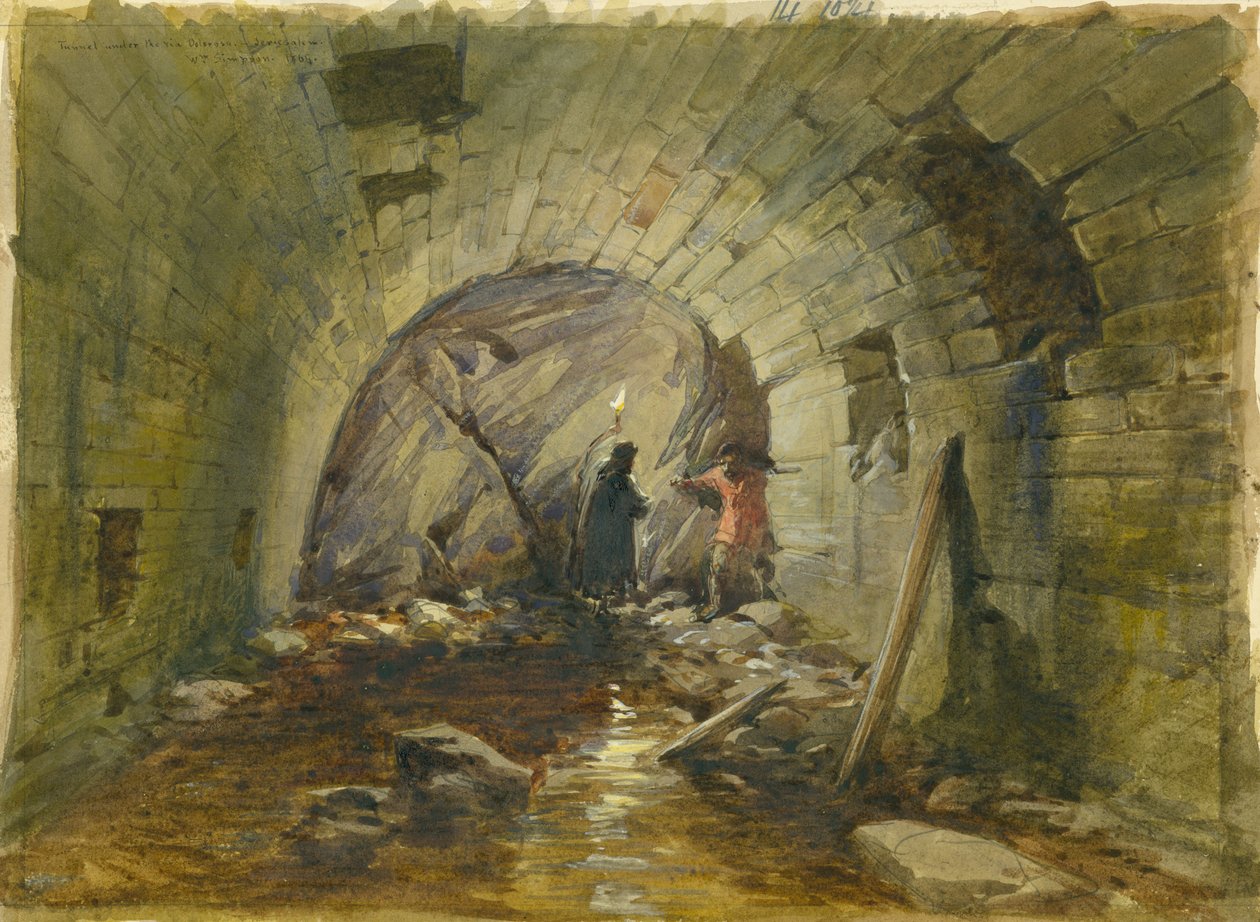 Tunnel onder de Via Dolorosa, Jeruzalem, 1869 door William Crimea Simpson