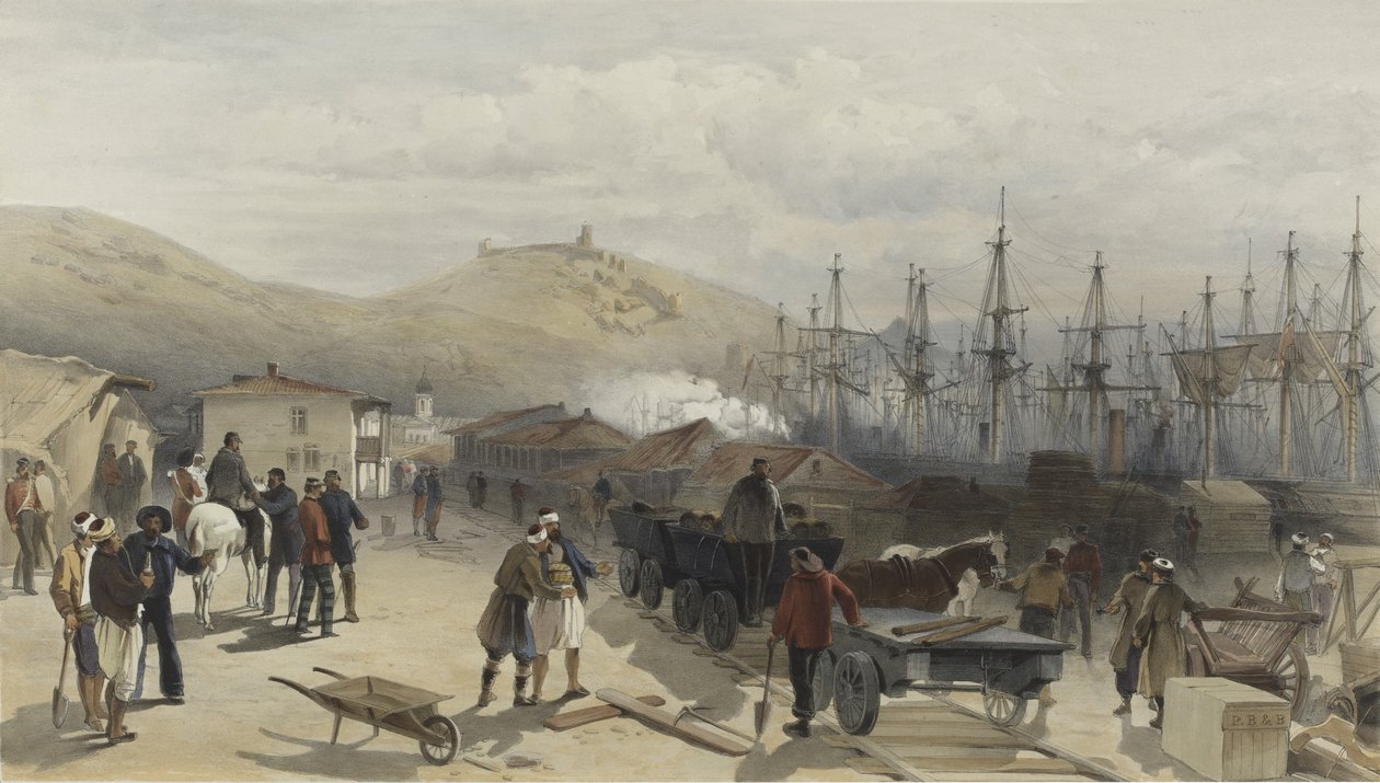 De Spoorweg bij Balaklava, kijkend naar het Zuiden door William Crimea Simpson