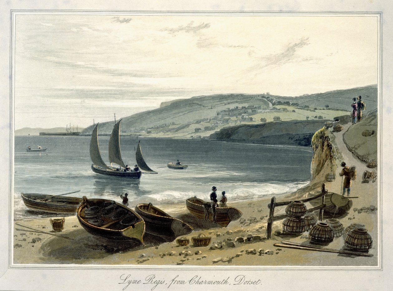 Lyme Regis, vanaf Charmouth, Dorset, uit 