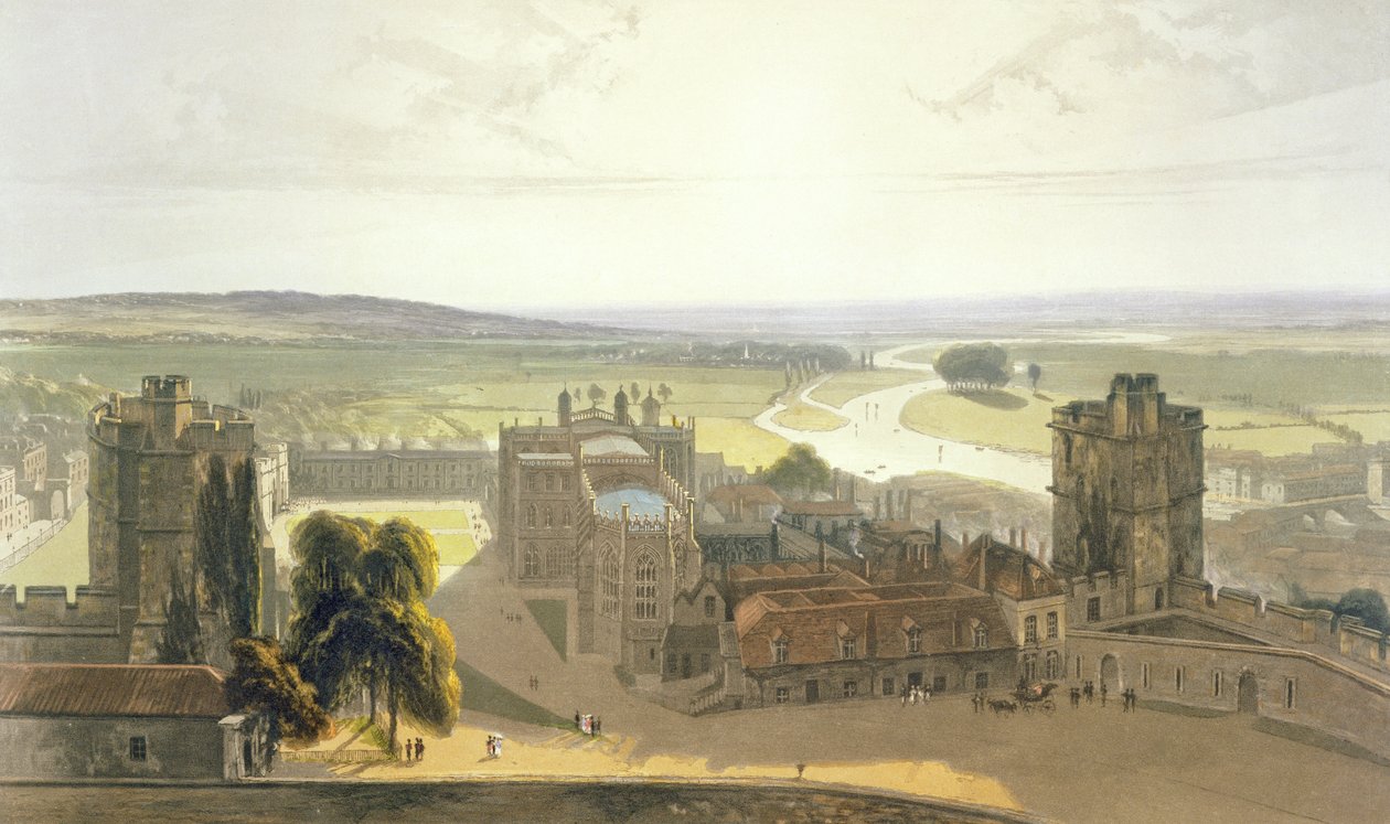 Windsor Castle, uit een compilatie van uitzichten van Windsor, Eton en Virginia Water, c.1825-30 door William Daniell