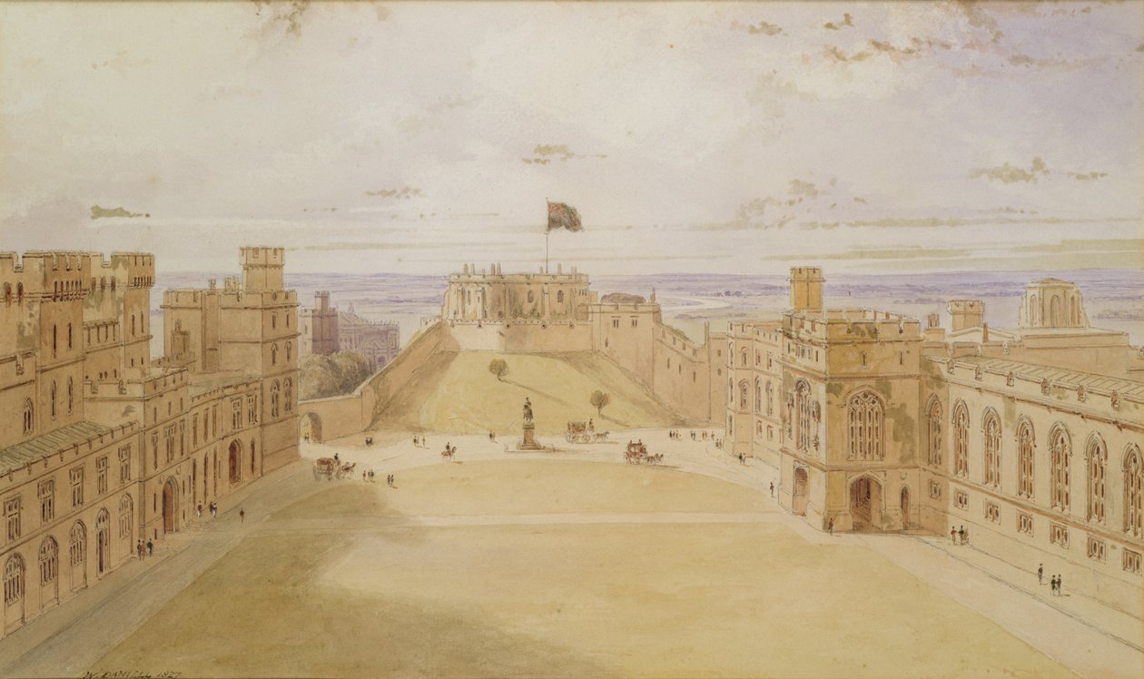 Windsor Castle, de binnenplaats door William Daniell