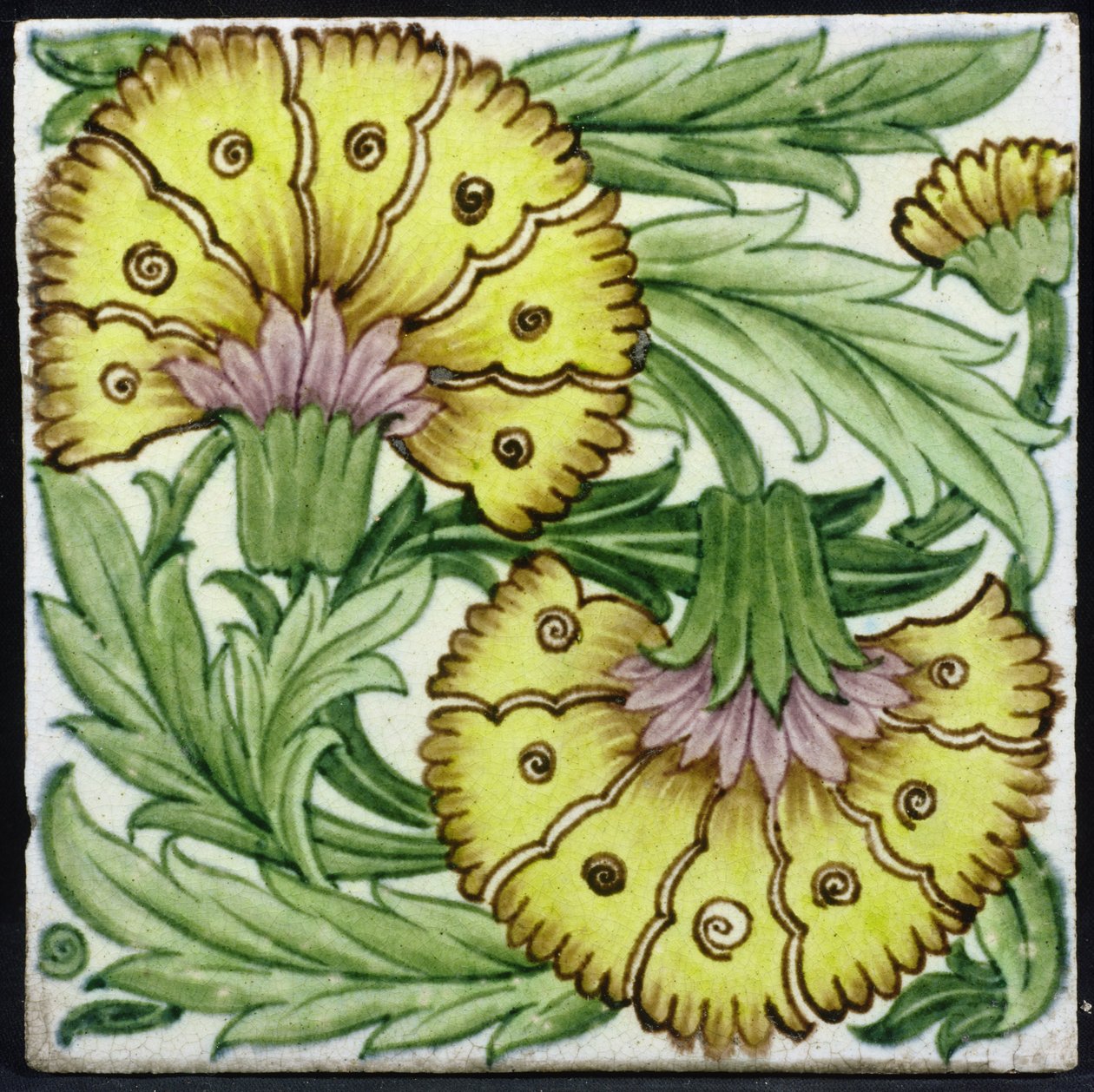 Tegel met bloemmotief (keramiek) door William de Morgan