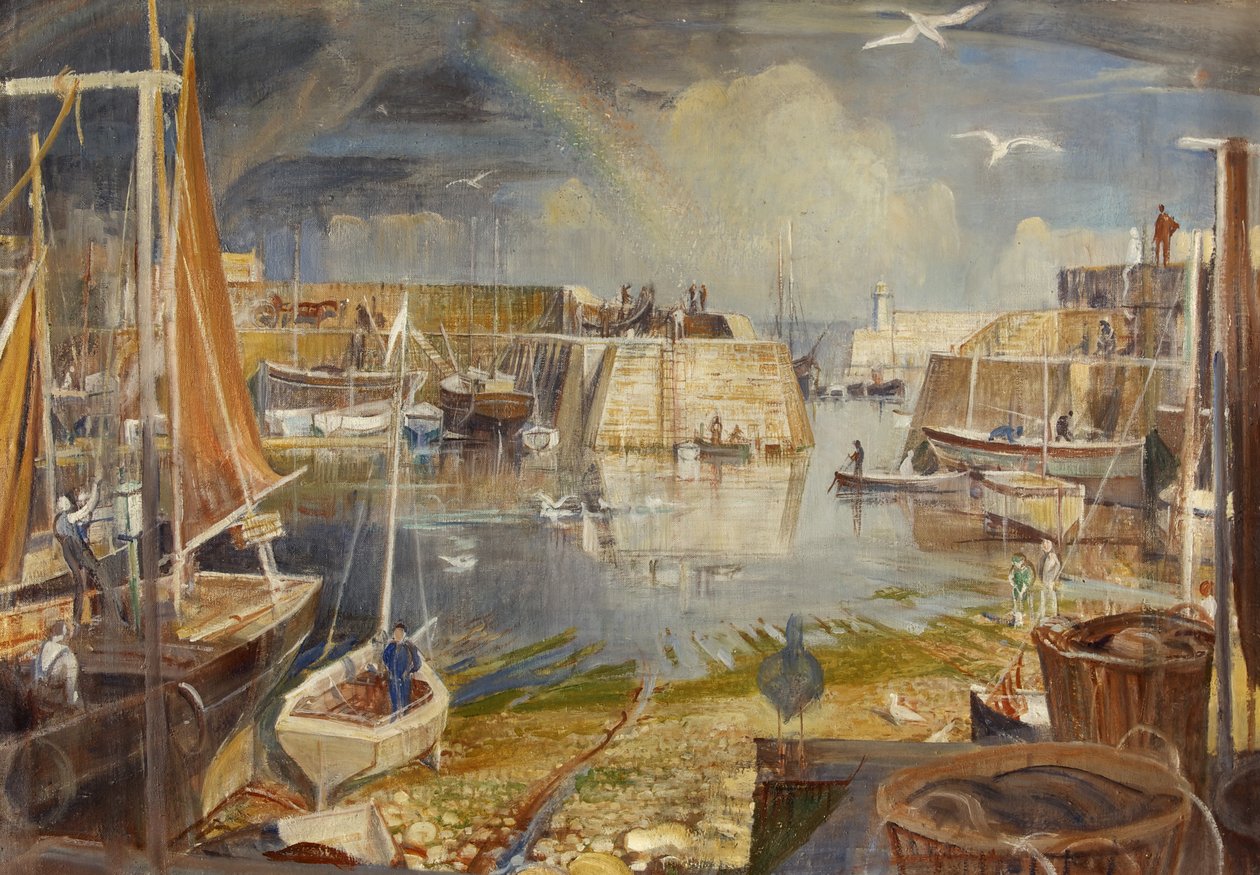 Mevagissey Quay, Cornwall door William Edward Wigley