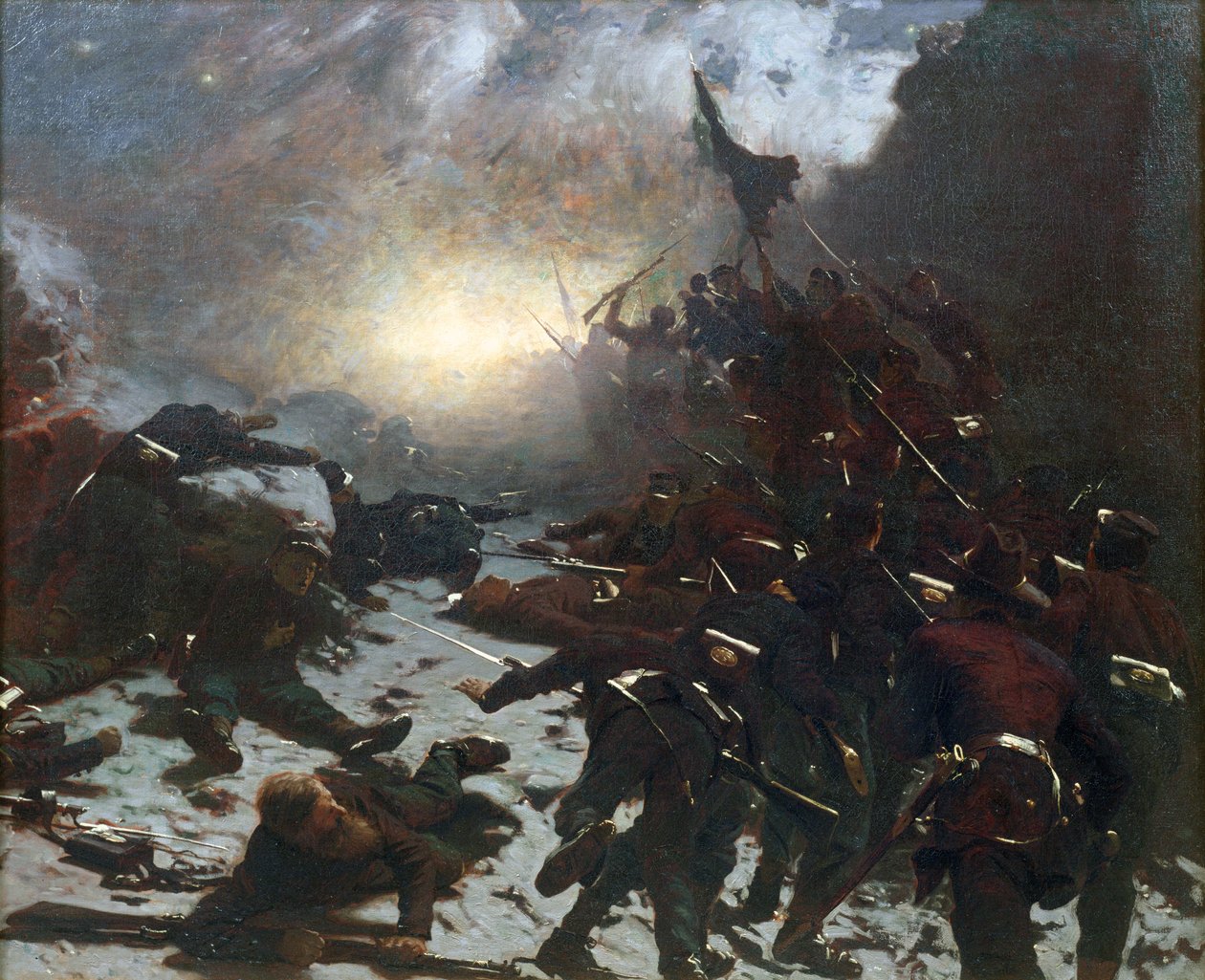 Aanval op de batterij, 1882 door Gilbert Gaul