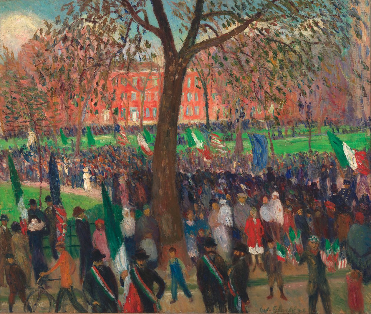 Parade, Washington Square door William James Glackens