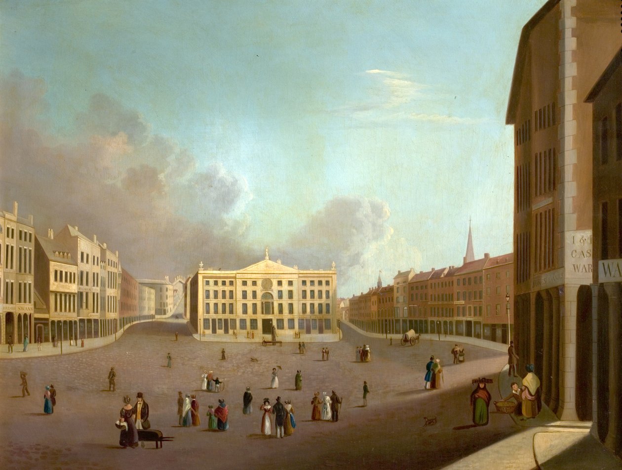 Nottingham Marktplein, c.1827 door William Goodacre
