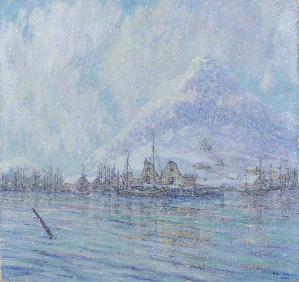 Haven in de Winter door William H. Singer