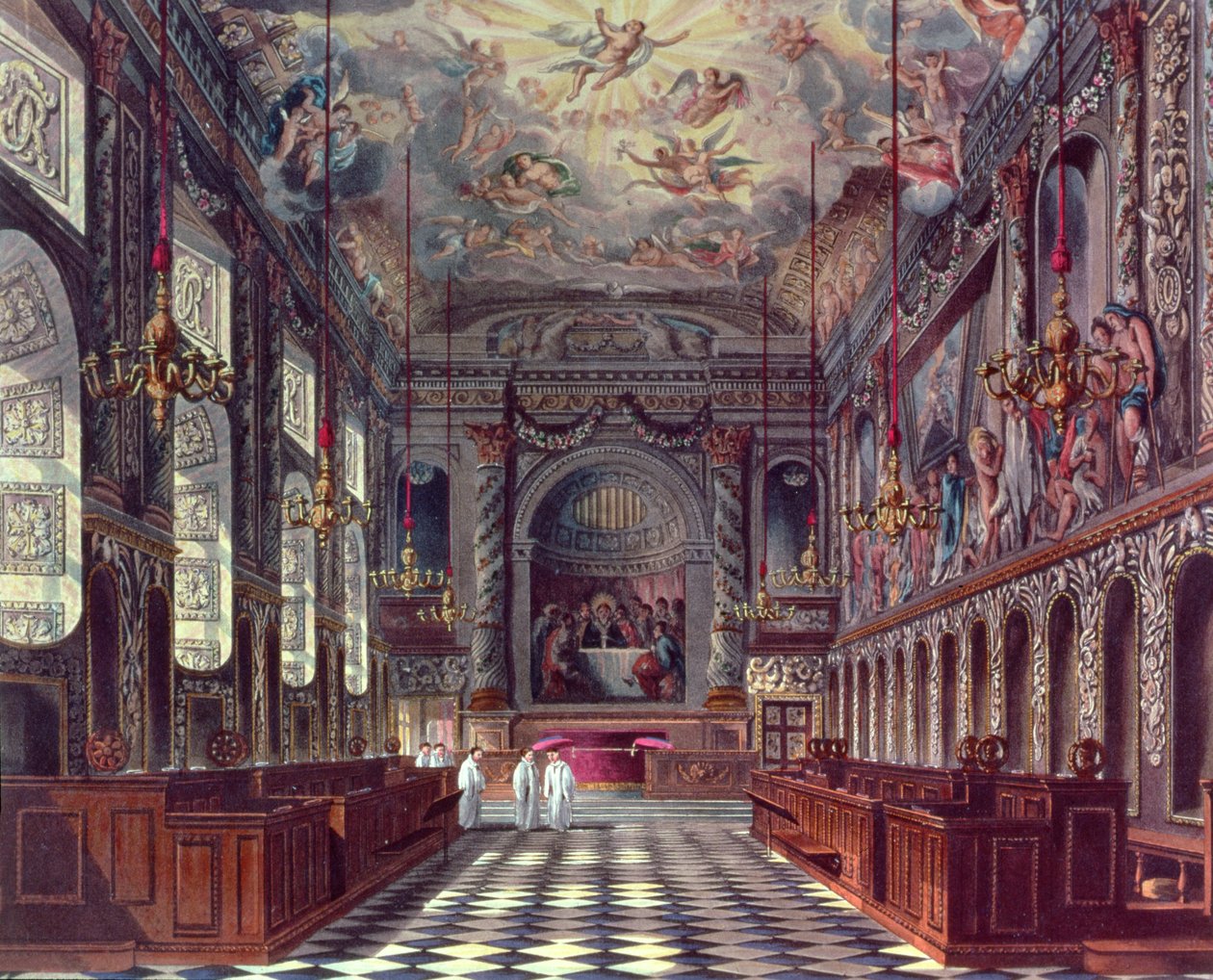 De Koninklijke Kapel, Windsor Castle uit Pynes Royal Residences, 1818 door William Henry Pyne