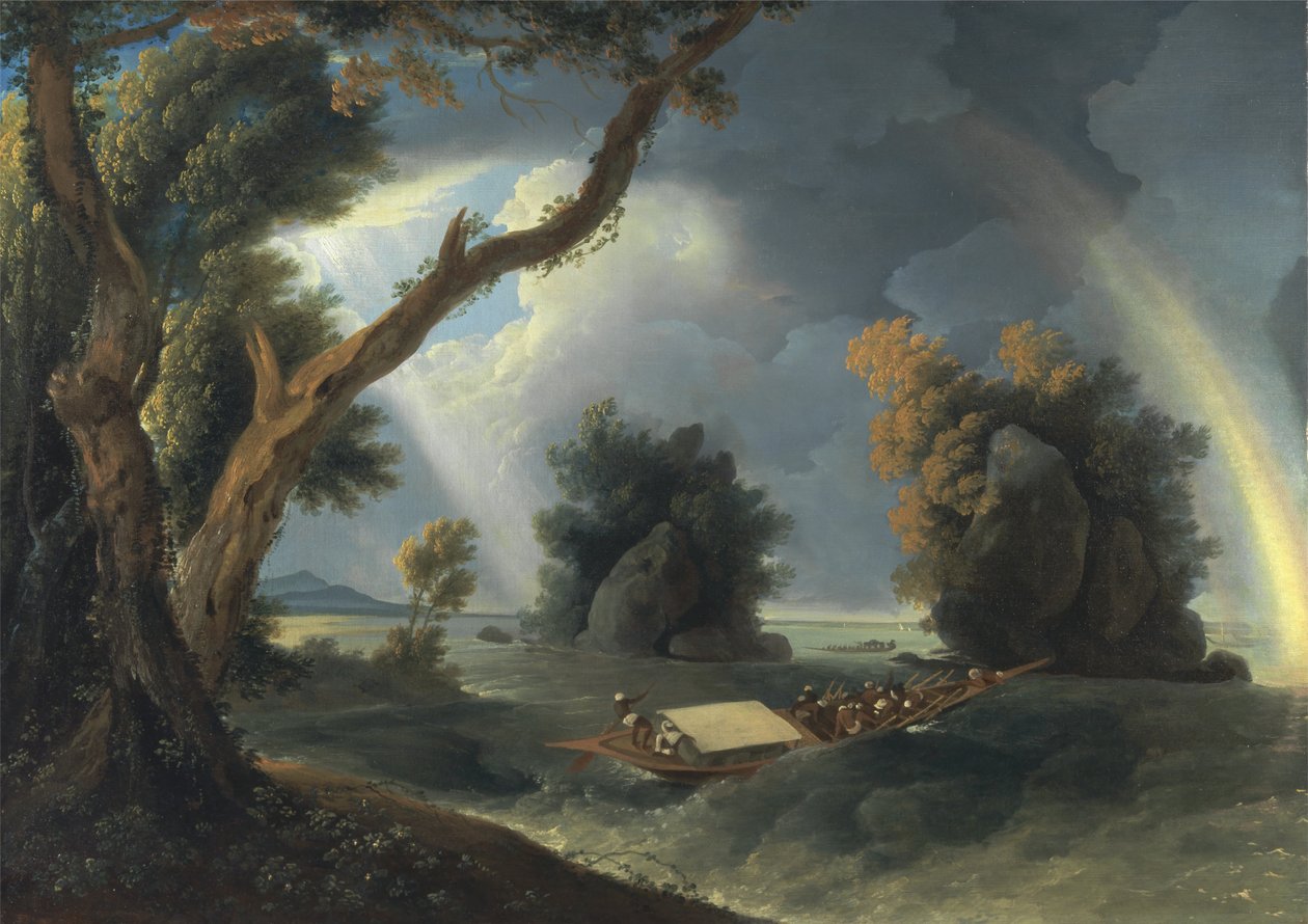 Storm op de Ganges, met Mevrouw Hastings bij de Col-gon Rotsen door William Hodges
