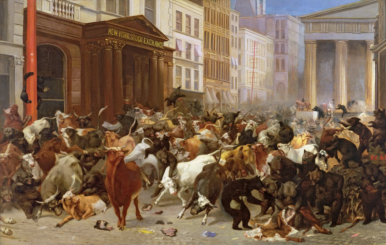 De Stieren en Beren in de Markt, 1879 door William Holbrook Beard