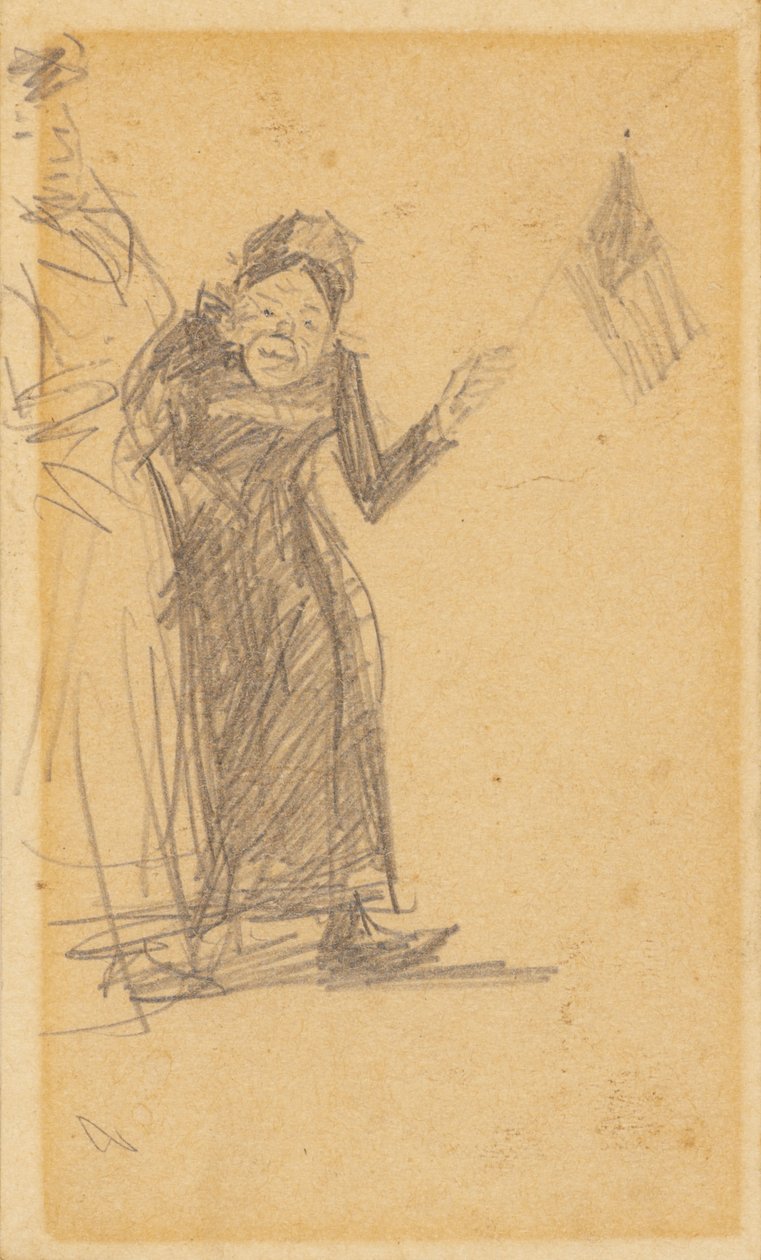 Vrouw zwaait met vlag door William James Glackens