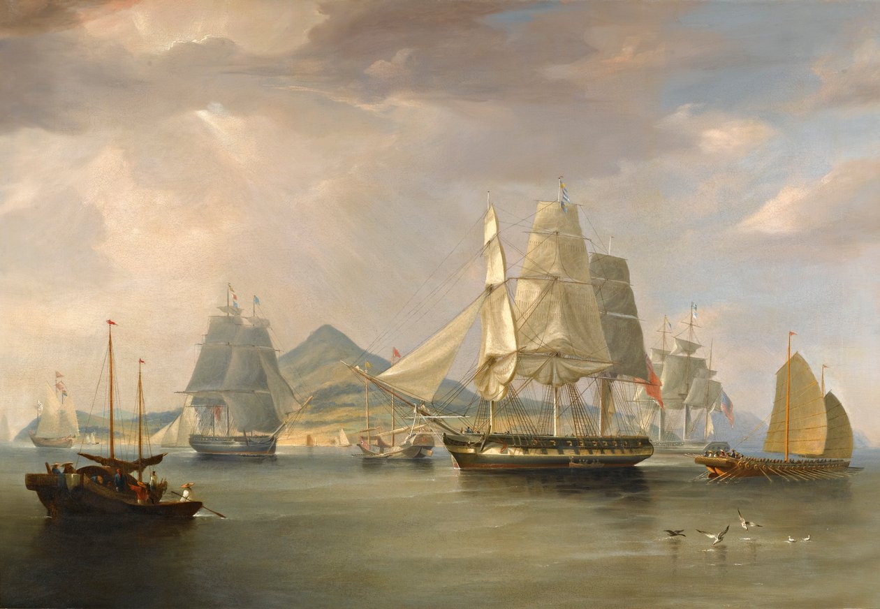 De opiumschepen bij Lintin, China, 1824 door William John Huggins