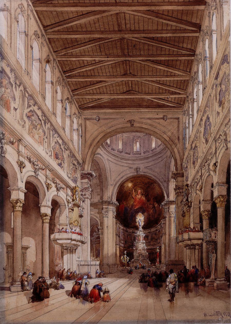 Interieur van de kathedraal, Messina, 1839 door William Leighton Leitch