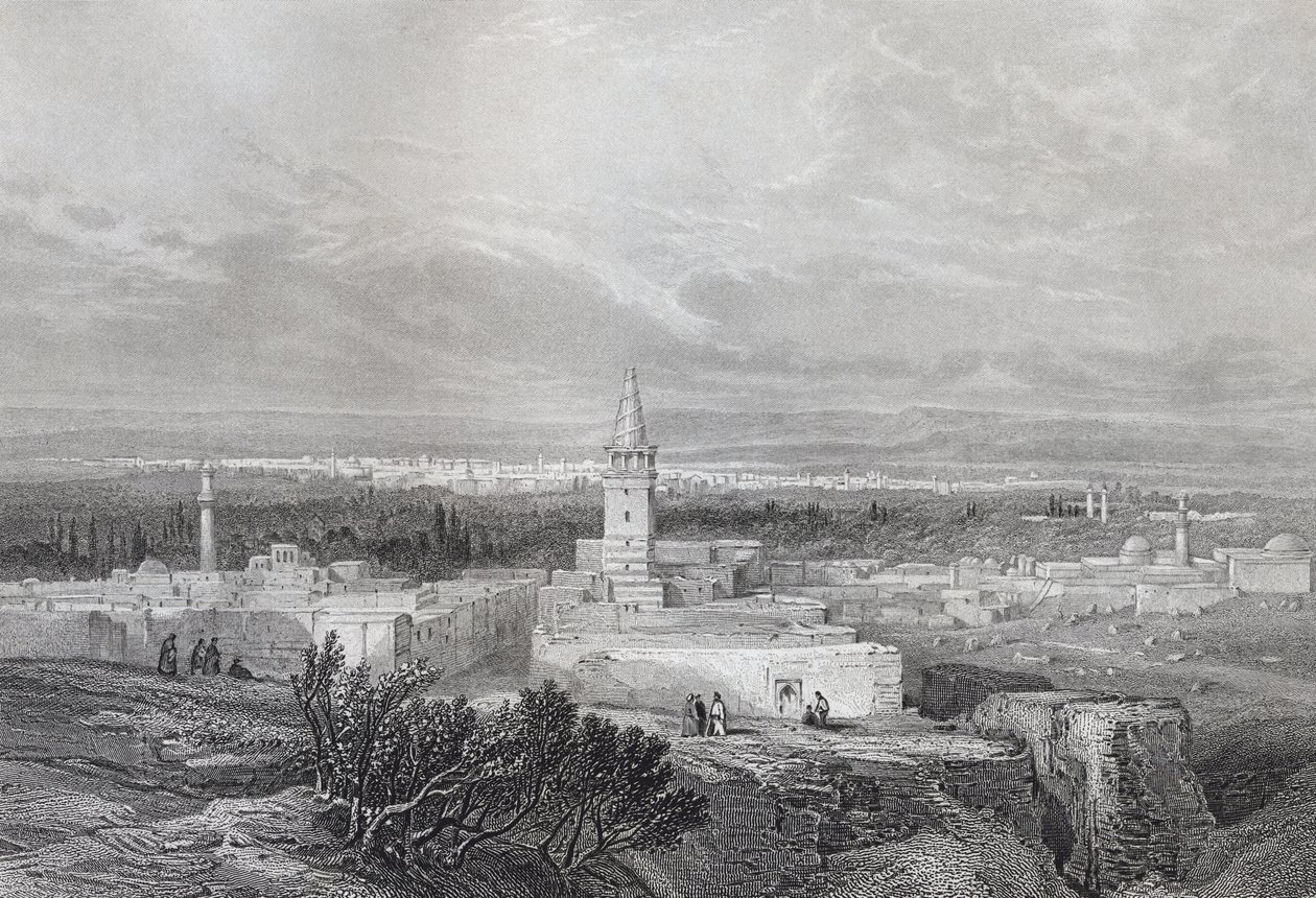 Damascus, gegraveerd door J.H. Kernot, uit Het Keizerlijke Bijbelwoordenboek, gepubliceerd door Blackie & Son, c.1880s door William Lewis Telbin