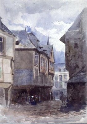 Een Straat in Dinan, Frankrijk door William Linnaeus Casey