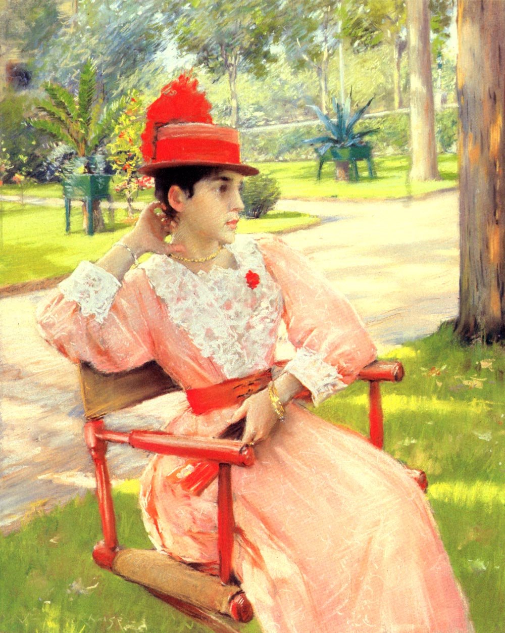 Middag in het park door William Merritt Chase