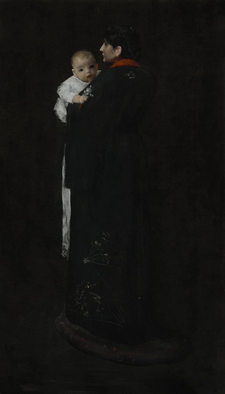 Moeder en Kind (Het Eerste Portret) c. 1888 door William Merritt Chase
