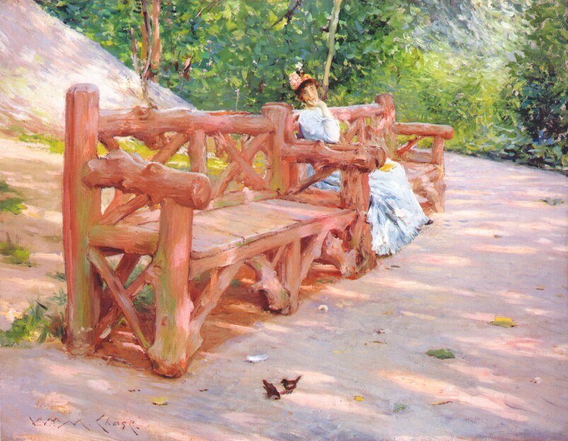 Parkbank date door William Merritt Chase