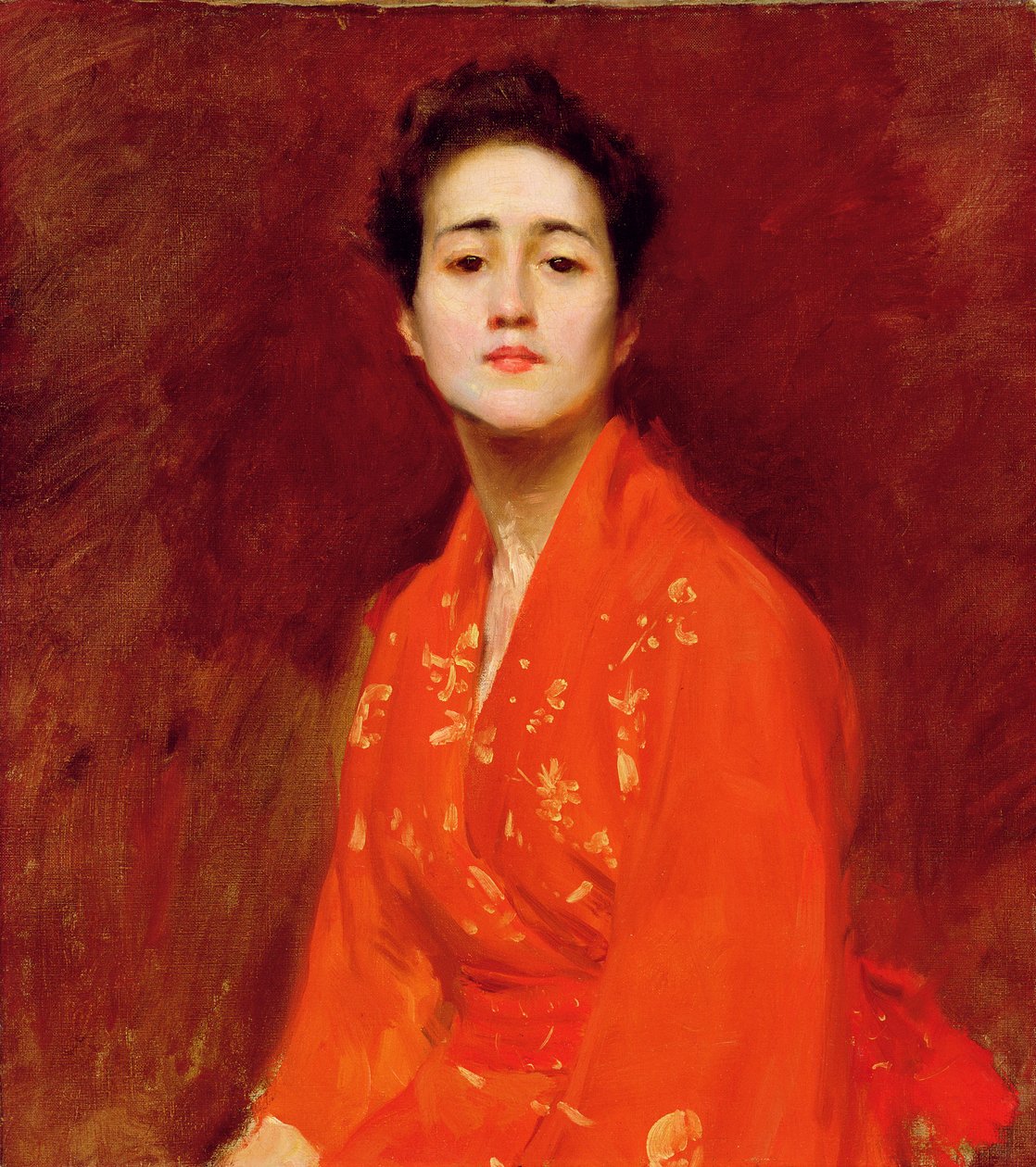 Studie van een meisje in Japanse kleding, 1895 door William Merritt Chase