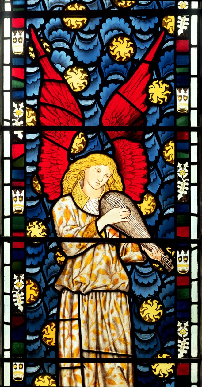 Engel die de Luit speelt, (detail) door William Morris