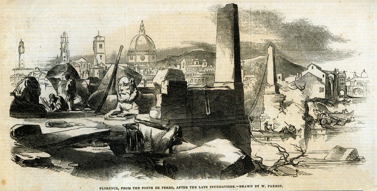 Florence, vanaf de Ponte de Perro, na late overstromingen, uit 